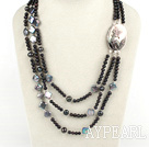 favourite multi strand black pearl button pearl necklace with beauty clasp