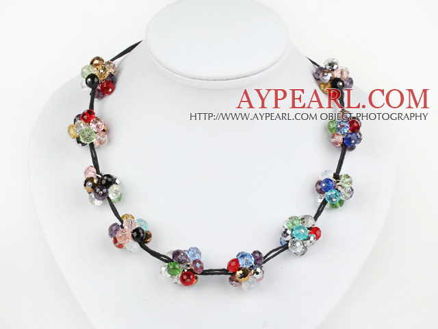 cluster style colorful crystal necklace with extendable chain