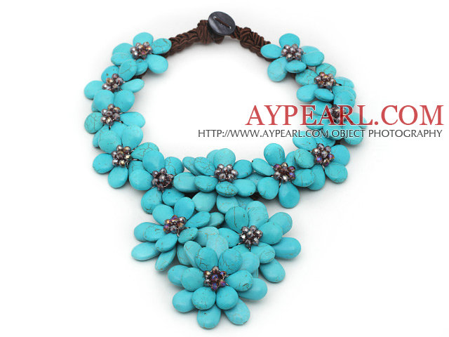 2013 Sommar Ny design Burst Mönster Turquoise Flower Big Style Necklace