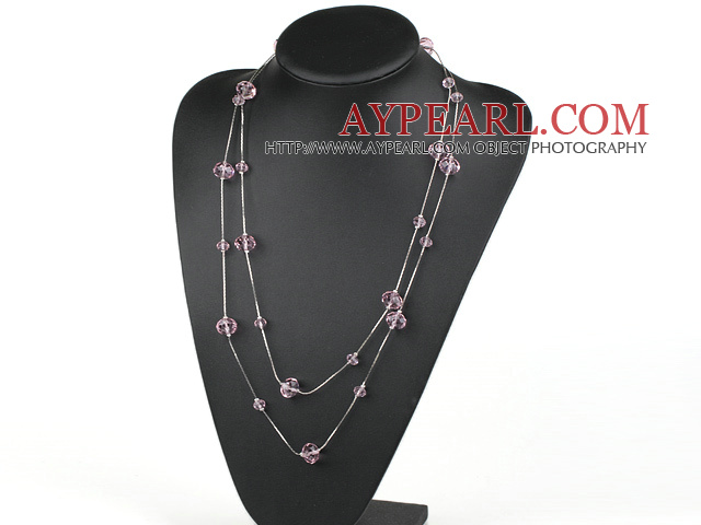 favourite 23.6 inches long style pink crystal necklace