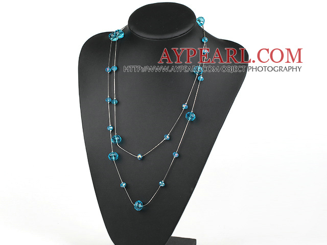 favourite 23.6 inches long style blue crystal necklace