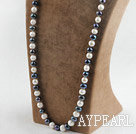 29.5 inches 10-11 mm white and black fresh water pearl necklace