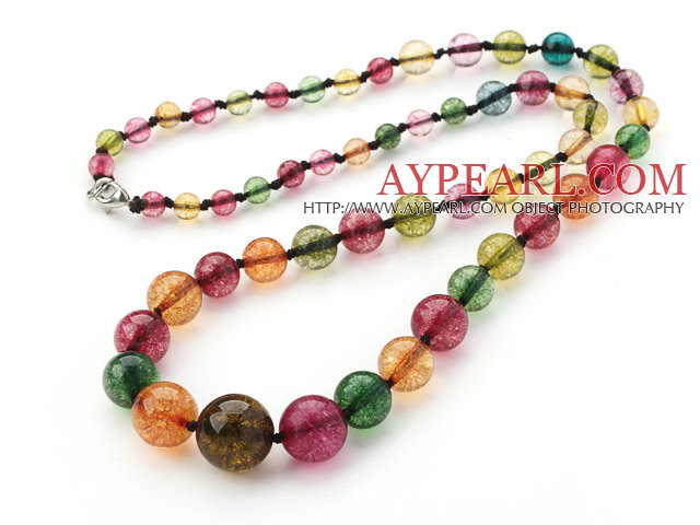 Assorted Multi Color Multi Crystal Gradert Beaded halskjede