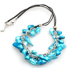 New Arrival Blue Color Teeth Shape Pearl Necklace with Lobster Clasp