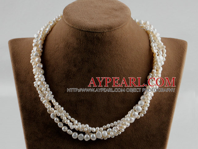 17.3 inches four strand white pearl necklace with moonlight clasp