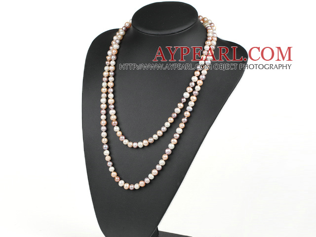 fashion long style 47.2 inches 8-9mm three color pearl necklace