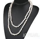 la mode style long 47,2 pouces 9-10mm blanc collier de perles