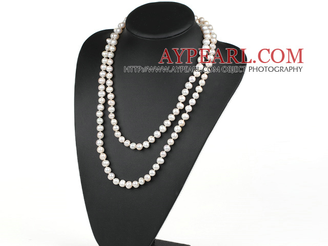 fashion long style 47.2 inches 9-10mm white pearl necklace