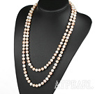 fashion long style 47.2 inches 9-10mm white and pink pearl necklace