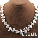 Wholesale Single Strand White Biwa Freshwater Pearl Necklace with Lobster Clasp