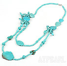 long style round and heart shape turquoise necklace