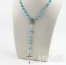 31.5 inches prayer beads, 6-8mm turquoise ball necklace rosary with cross