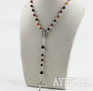 31.5 inches prayer beads, 6-8mm agate necklace rosary with cross
