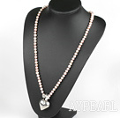 27.6 inches Y shape natural purple pearl necklace with heart charm, butterfly clasp