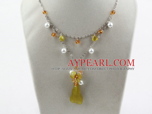 New Design Pearl Crystal and South Korea Jade Necklace