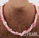 Multi Strand Freshwater Pearl Shell and Glass beads Necklace with Moonlight Clasp