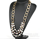 New Design Pearl and White Seashell Party Necklace with Golden Color Chain