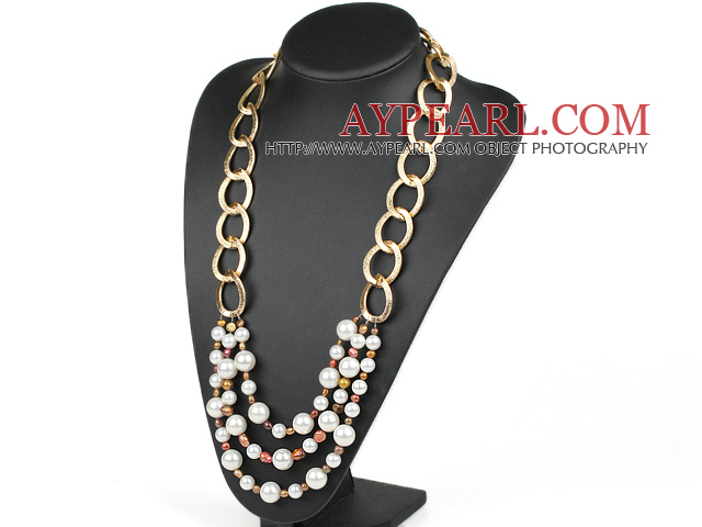 Ny design Pearl och White Seashell Party Halsband med gyllene färg Chain