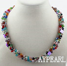 Multi Strands Multi Color Crystal Necklace with Magnetic Clasp