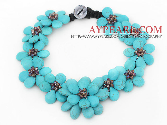 2013 Sommar Ny design Burst mönster turkos Flower Party halsband