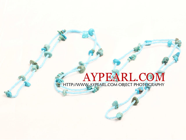 Fashion Style long Turquoise Blue Chips collier de perles