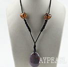 Simple, style brun glaçure colorée et forme ovale collier pendentif en agate indiens