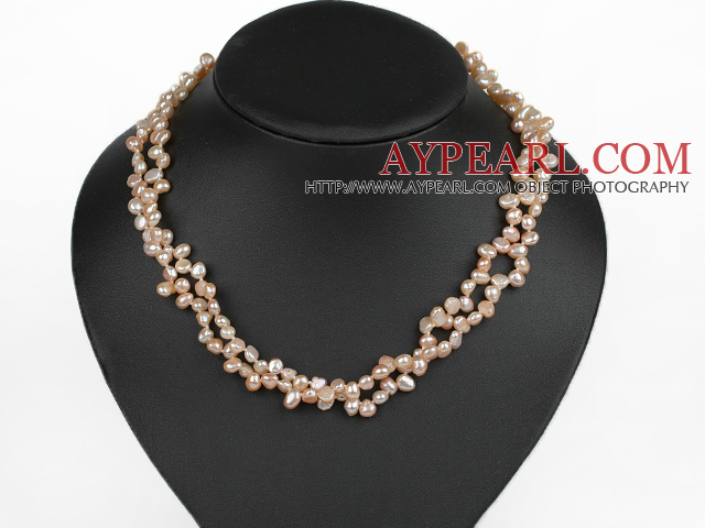 Classic Design To Strands Top Boret Pink FW Pearl Necklace