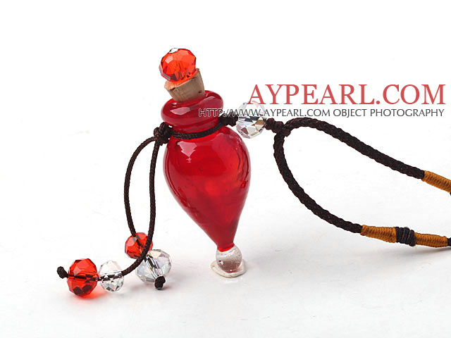 シンプルなスタイルのハット形状色釉の香水瓶ペンダントネックレス（カラー​​ランダムとスレッドを調整することができます）