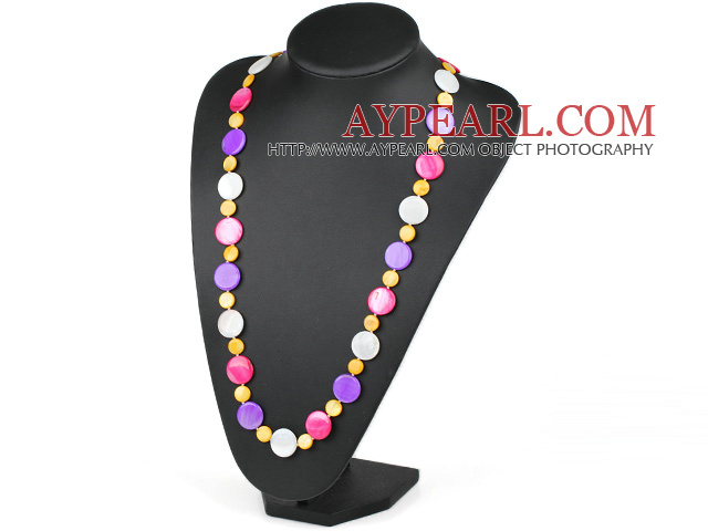 Blandade Multi Color Round Shell Halsband