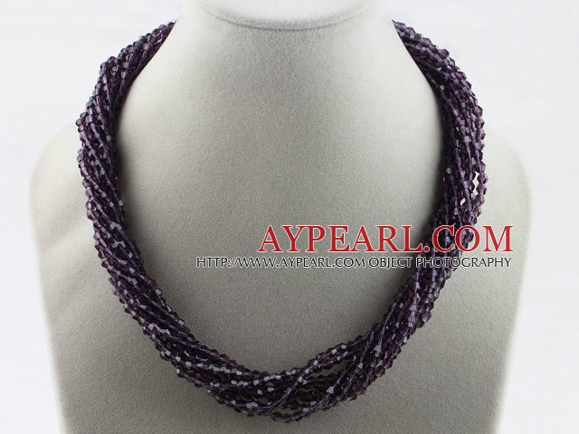 17.7 inches multi strand dark purple crystal necklace with magnetic clasp