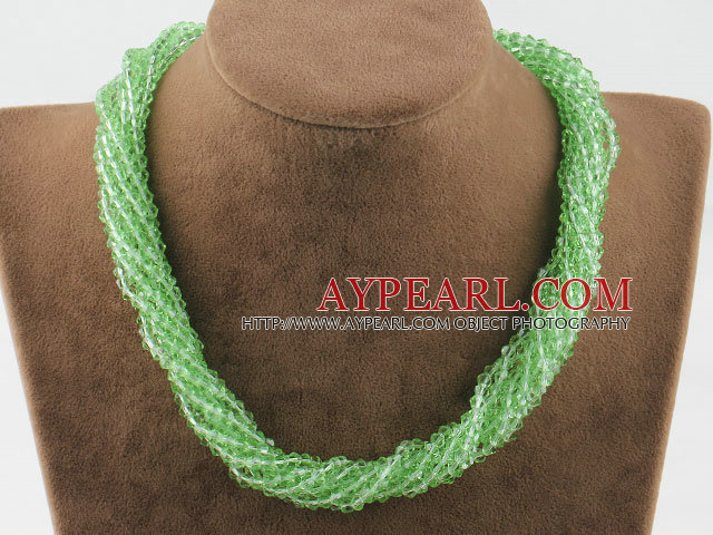 17.7 inches multi strand light green crystal necklace with magnetic clasp
