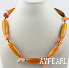 Single strand orangle yellow color bucket shape agate necklace