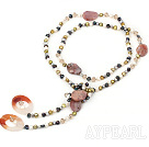 Long style multi color freshwater pearl and agate necklace