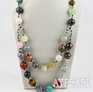 Two layer assorted multi color multi stone and crystal necklace