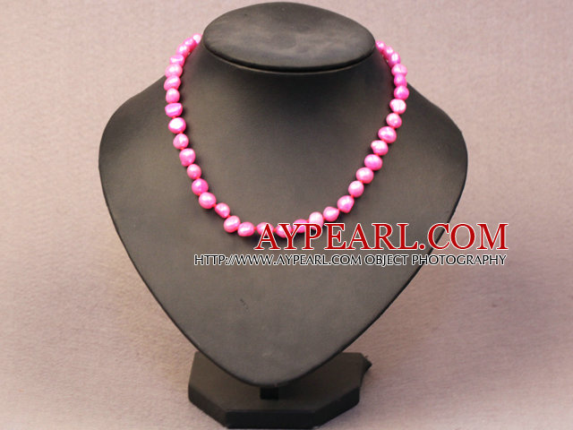 Enkelt trendy stil Kvinner Natural Hot Pink Potato Pearl Necklace