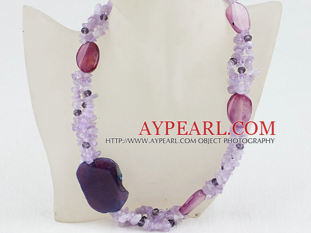 Agat şi violet Jade colier