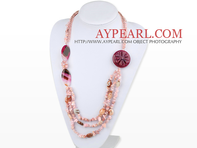 Big Conception cristal rose et rose opale Collier