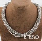 Wholesale Multi Strand Gray Manmade Crystal Necklace with Big Magnetic Clasp