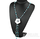 6-8mm turquoise and shell flower necklace with lobster clasp