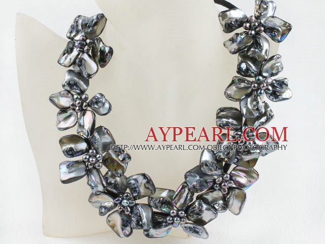 Ny design Svart Shell Flower halsband