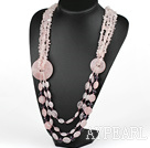 Big Design Multi Strand Rose Quartz halskjede