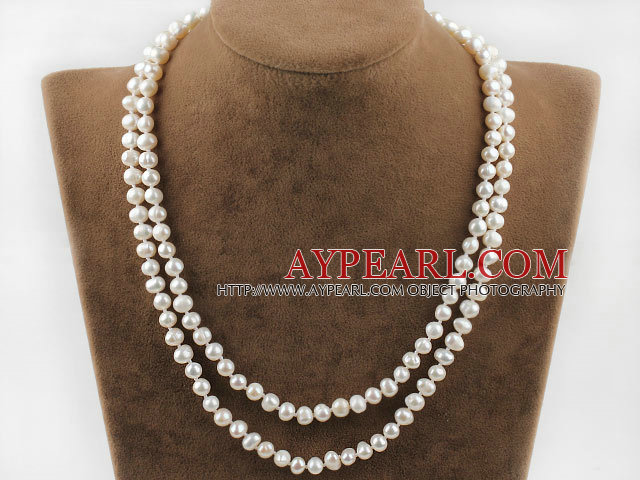 Two Strands Natural White Freshwater Pearl Bridal Necklace