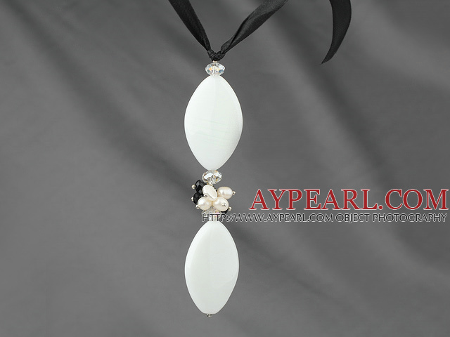 Proiectare simplă şi Pearl White Stone portelan pandantiv colier