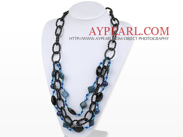 Trois Lapis Layer et Collier Cristal