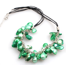 New Arrival Green Color Teeth Shape Pearl Necklace with Lobster Clasp