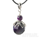 Classic Design à facettes noir Collier violet Pendentif Agate avec la chaîne réglable