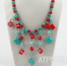 Assorted Red Coral og turkis Necklace