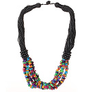 Blandade Multi Strands Multi Color Shell Halsband med svart tråd