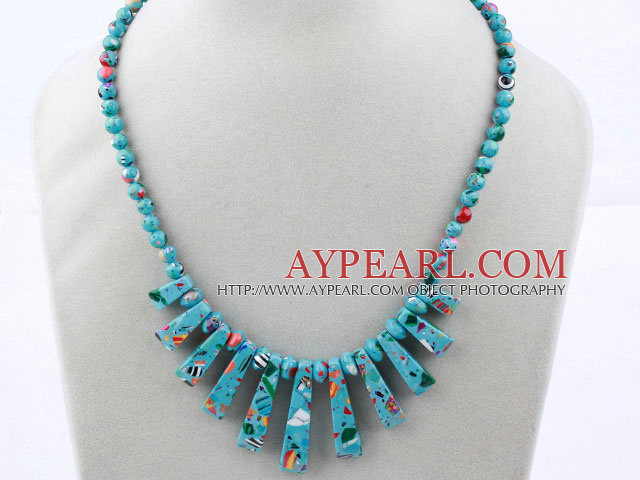 Nouveau Fan Shape Design Blue Sky Couleur Turquoise Collier Taiwan