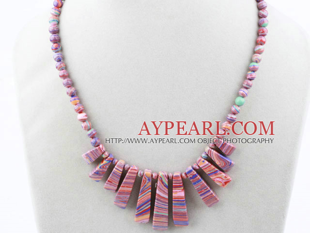 New Design Fan Shape Pink Color Taiwan Turquoise Necklace